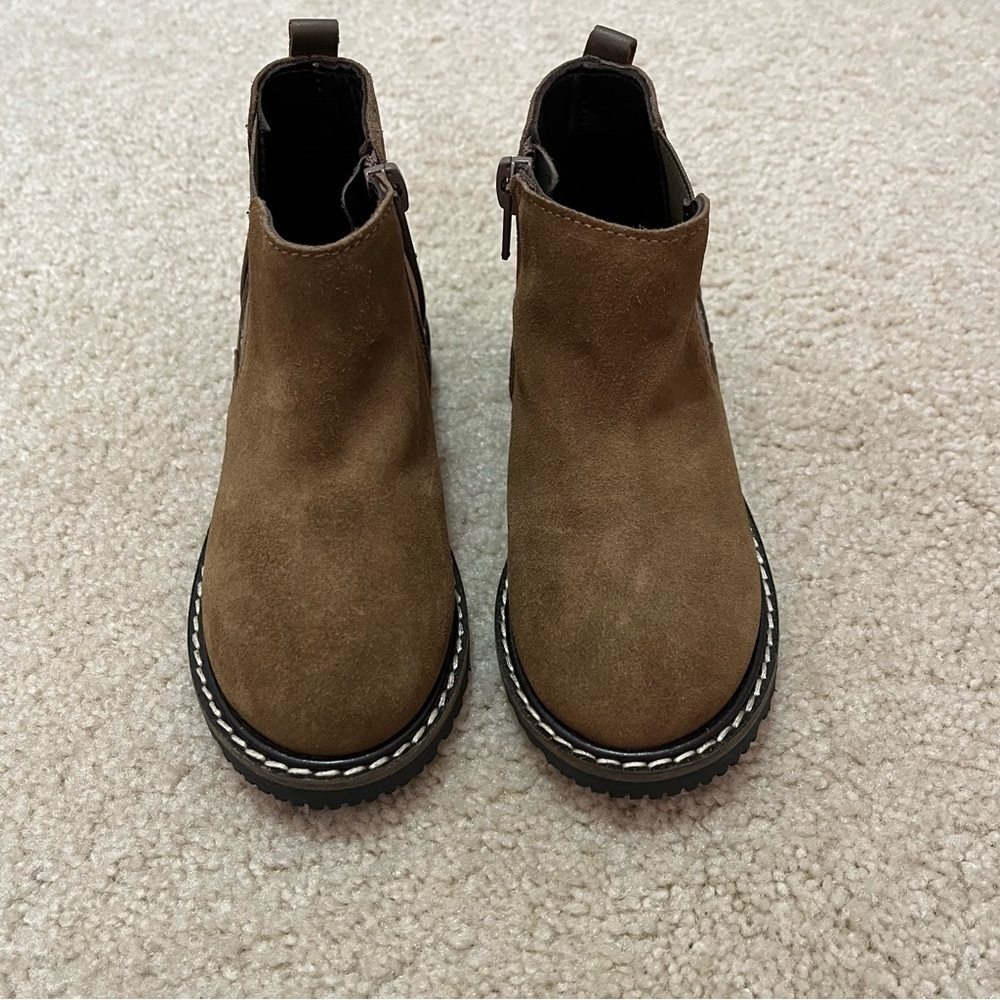 Zara Brown Suede Chunky Side Zipper Unisex Boots NWOT